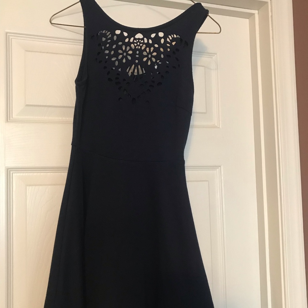 Navy high neck dress